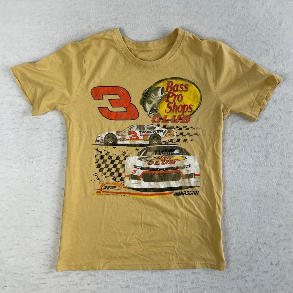 NASCAR Bass Pro Shops‎ Club T Shirt Mens Large Yellow Graphic Racing Tee